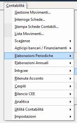 Menù Modulo Contabilità